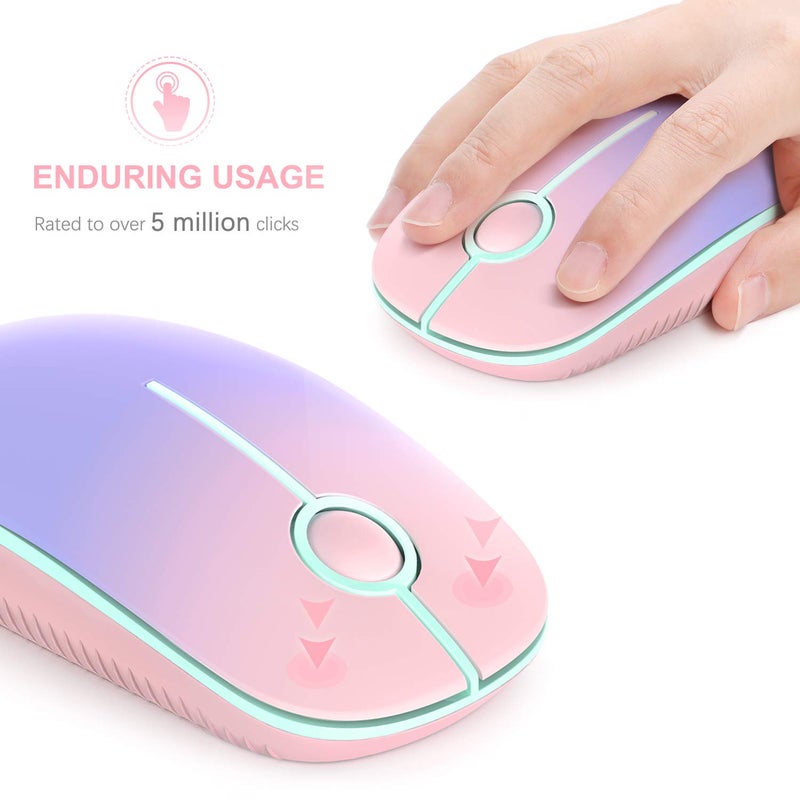 Unipows Wireless Mouse - 2.4G Slim Portable Computer Mouse with Nano Receiver, Less Noise Mobile Optical Mice for Notebook, PC, Laptop, Computer, Mac (Gradient Pink to Purple) - Image 5