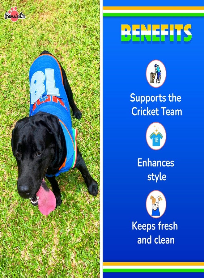 PawsIndia Dog T-Shirt | Cricket Team Dress for Dogs & Puppies | Cricket Jersey for Canine Companion (with Collar, Medium) - Image 3