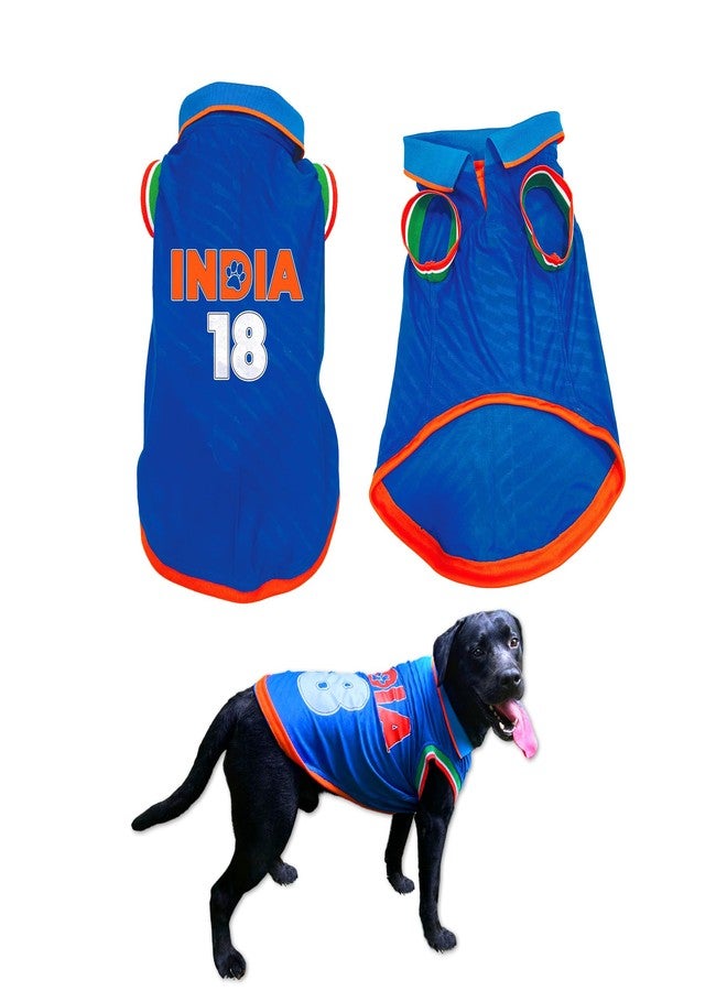 PawsIndia Dog T-Shirt | Cricket Team Dress for Dogs & Puppies | Cricket Jersey for Canine Companion (with Collar, Medium) - Image 1