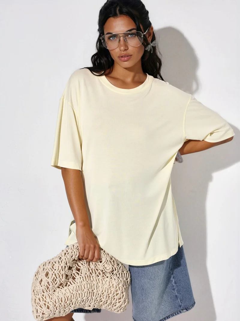 Busem BUSEM Slit Detailed Crew Neck Short Sleeve T-Shirt