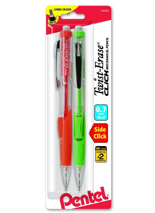 Pentel Twisterase Click Mechanical Pencil 0.7Mm Clear Barrel 2 Pack (Pd277Tbp2M)  - Image 1