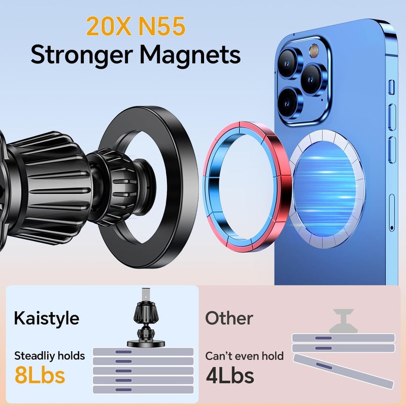Kaistyle for Magsafe Car Mountã€20 Strong Magnetsã€‘Magnetic Phone Holder for Car Phone Holder Mount Dash Mounted Holders Cell Phone Holders for Your Car Accessories for Women Men for iPhone 17 16 15 14 - Image 4