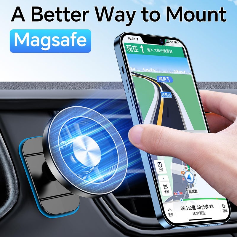 Kaistyle for Magsafe Car Mountã€20 Strong Magnetsã€‘Magnetic Phone Holder for Car Phone Holder Mount Dash Mounted Holders Cell Phone Holders for Your Car Accessories for Women Men for iPhone 17 16 15 14 - Image 3