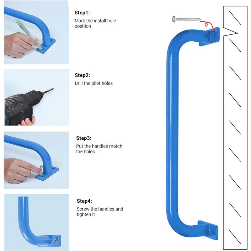 REZNOR 19inch Long Metal Playground Safety Handle Monkey Bars for Kids Backyard Playset Handle Accessories for Playhouse, Jungle Gym for Indoor Outdoor Playground, Blue, Set of 2 (Black) - Image 2