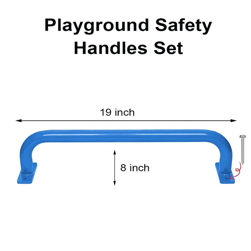 REZNOR 19inch Long Metal Playground Safety Handle Monkey Bars for Kids Backyard Playset Handle Accessories for Playhouse, Jungle Gym for Indoor Outdoor Playground, Blue, Set of 2 (Black) - Image 3