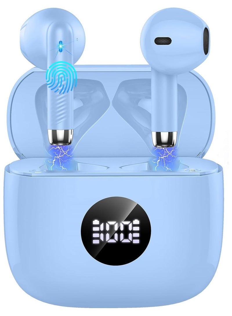 lekikpo Wireless Earbuds, Bluetooth 5.4 Ear Buds LED Power Display Headphones Bass Stereo, Bluetooth Earbuds in-Ear Noise Cancelling Mic, 40H Playback Mini Case IP7 Waterproof Sports Earphones for Android iOS-Blue  - Image 1