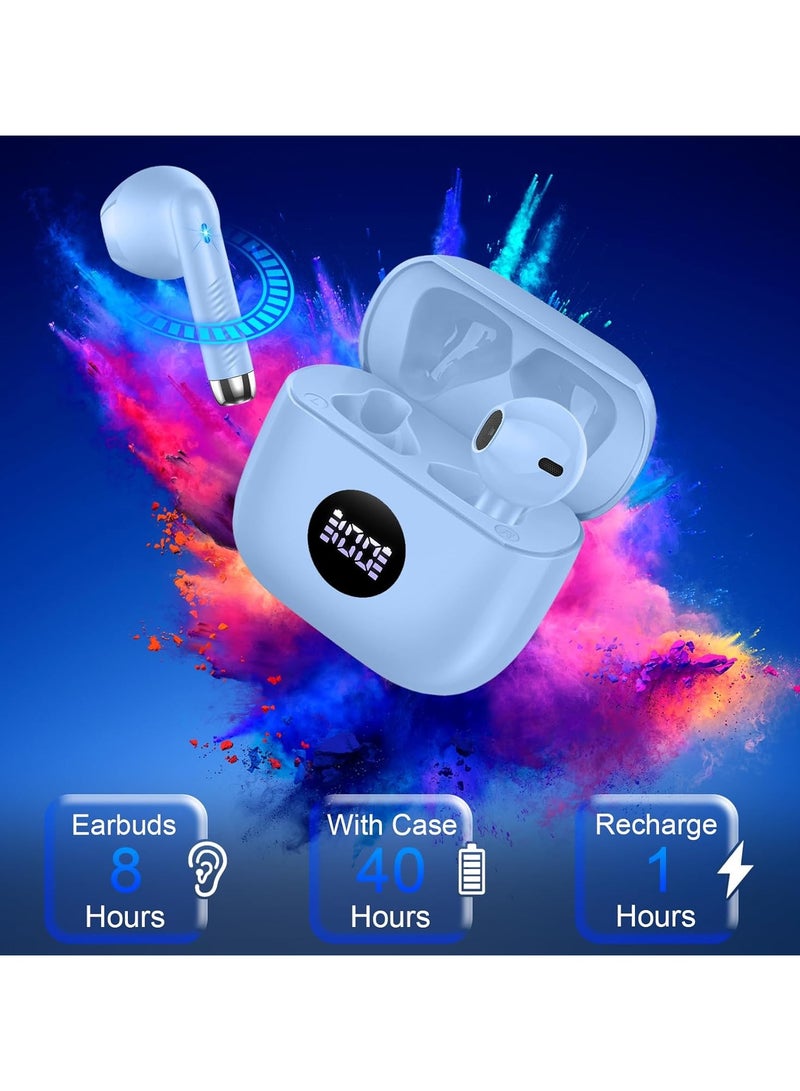 lekikpo Wireless Earbuds, Bluetooth 5.4 Ear Buds LED Power Display Headphones Bass Stereo, Bluetooth Earbuds in-Ear Noise Cancelling Mic, 40H Playback Mini Case IP7 Waterproof Sports Earphones for Android iOS-Blue  - Image 5