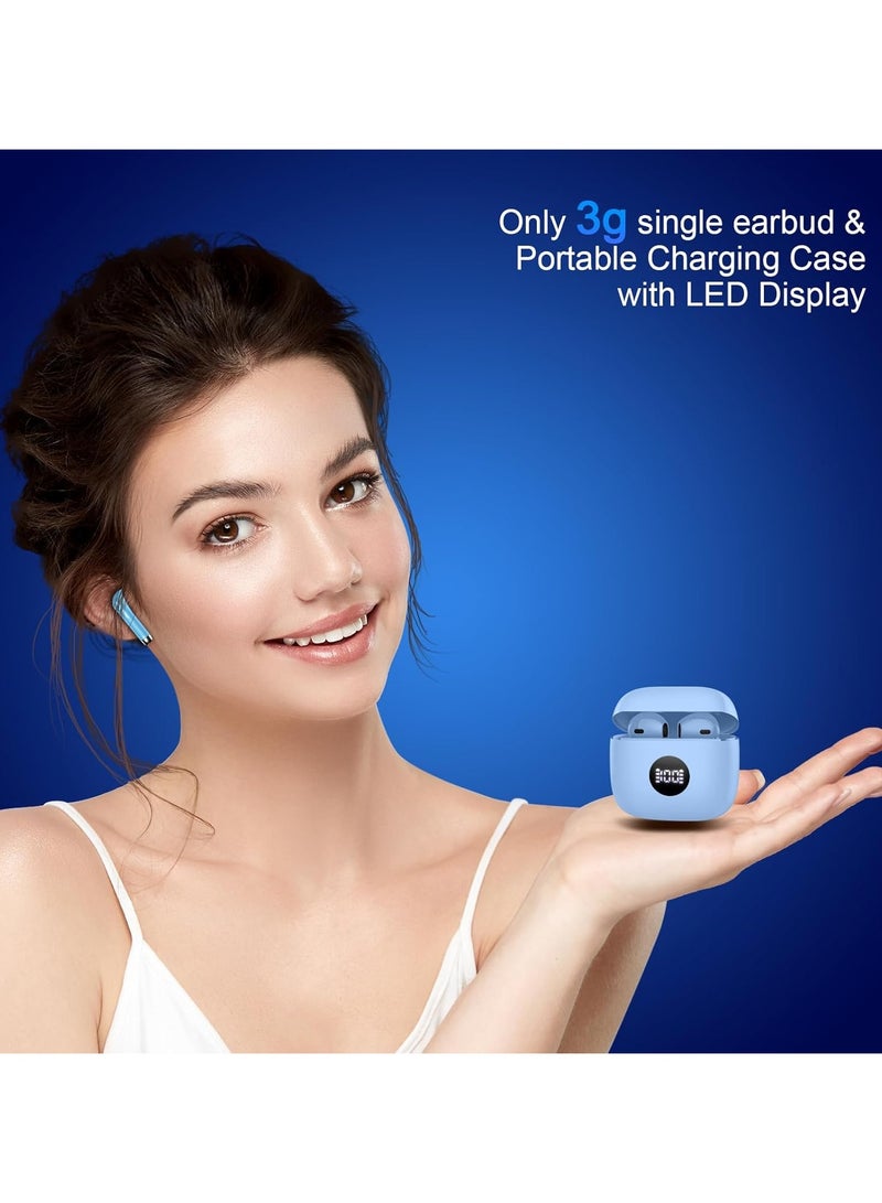 lekikpo Wireless Earbuds, Bluetooth 5.4 Ear Buds LED Power Display Headphones Bass Stereo, Bluetooth Earbuds in-Ear Noise Cancelling Mic, 40H Playback Mini Case IP7 Waterproof Sports Earphones for Android iOS-Blue  - Image 2