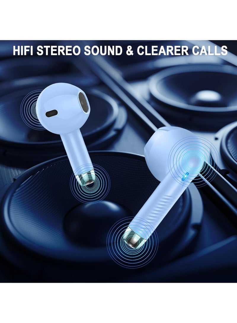 lekikpo Wireless Earbuds, Bluetooth 5.4 Ear Buds LED Power Display Headphones Bass Stereo, Bluetooth Earbuds in-Ear Noise Cancelling Mic, 40H Playback Mini Case IP7 Waterproof Sports Earphones for Android iOS-Blue  - Image 3