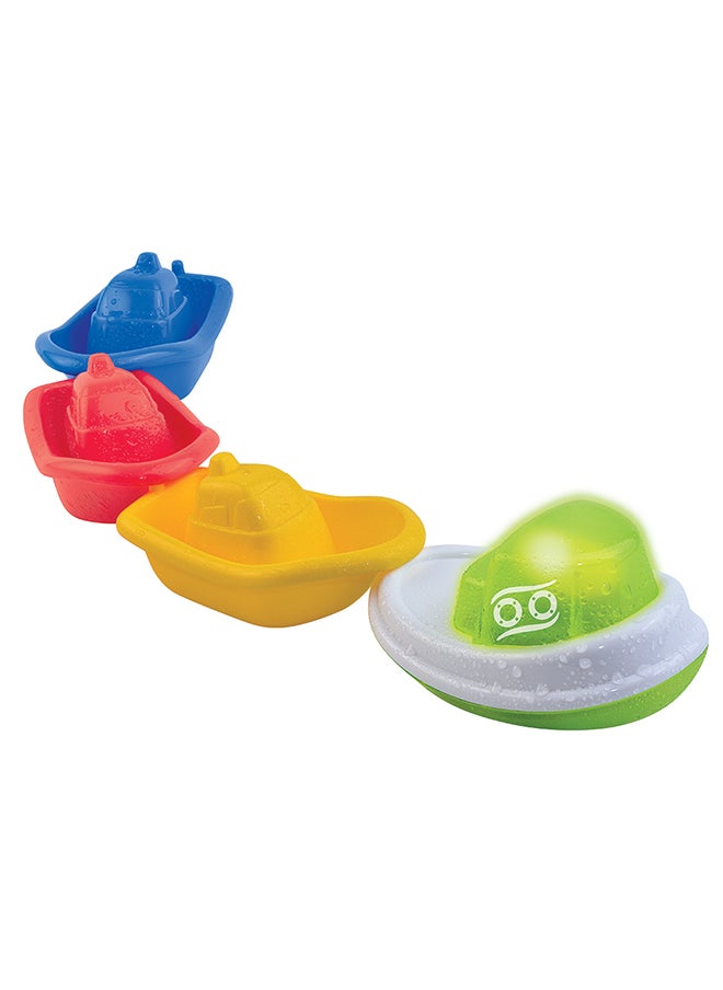 Happy Kids Little Learners Bath Stacking Light-up Boat - Electronic And Classic Stacking Boat Set, Creates Light-up "Boat Train", 6m+  - Image 1