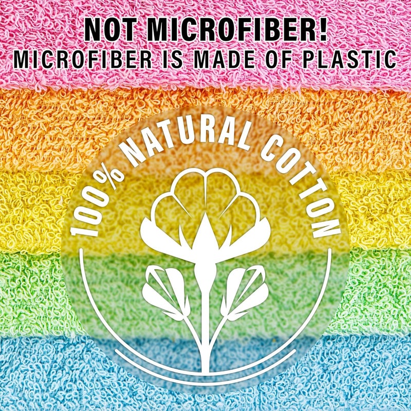 DecorRack 10 Pack 100% Cotton Wash Cloth, Luxurious Soft, 12 x 12 inch Ultra Absorbent, Machine Washable Washcloths, Assorted Colors (10 Pack) - Image 2