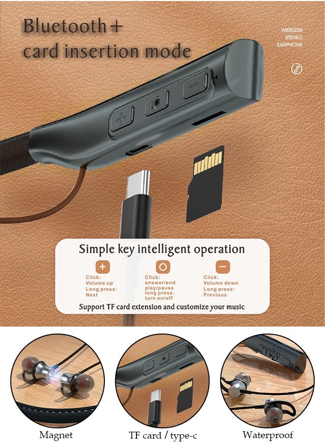 DUNISO - Wireless Bluetooth Headphones Neckband Headset With Retractable Earbuds Noise Cancelling Stereo Sweatproof Earphones With Mic For Gym Running Office Black packaging may vary - Image 1