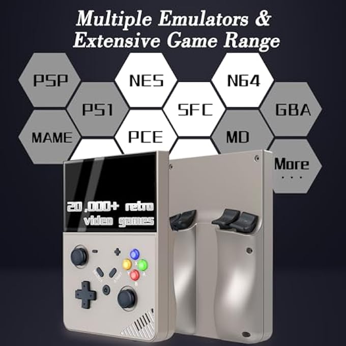 RETRO HANDHELD GAME CONSOLE WITH 4.3" IPS DISPLAY, 64G, 20,000+ PRELOADED GAMES, MULTI EMULATOR, 4000MAH BATTERY, PORTABLE FOR KIDS & ADULTS  BLACK TRANSPARENT - Image 4