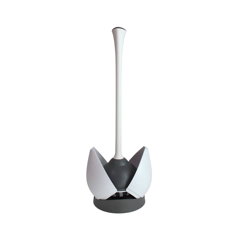 Clorox Toilet Plunger with Hideaway Caddy, Set of 2 â€“ for Bathroom Organization and Storage, Bathroom Accessories, Toilet Unclogger, with Holder, White - Image 1