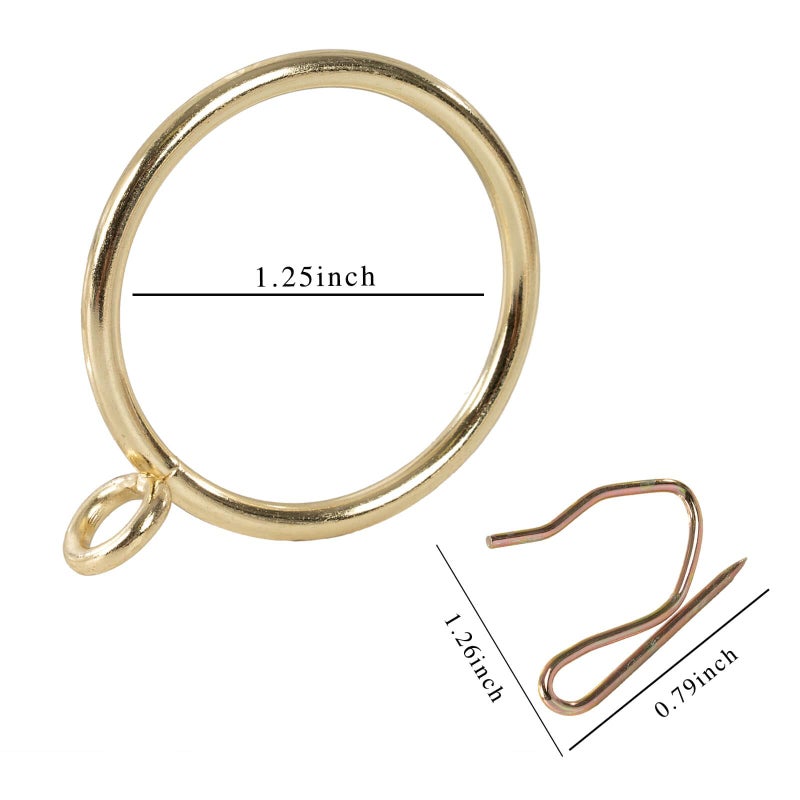 Zocang Curtain Drapery Hanging 1.25inch-Internal Diameter - Curtain Rings with Hooks Eyelet for Window Door Curtain Gold Zocang - Image 2