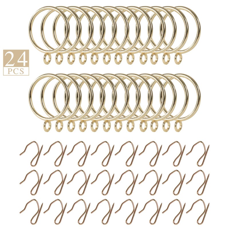 Zocang Curtain Drapery Hanging 1.25inch-Internal Diameter - Curtain Rings with Hooks Eyelet for Window Door Curtain Gold Zocang - Image 3