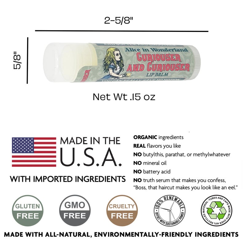 The Unemployed Philosophers Guild Alice in Wonderland Curioser and Curioser Lip Balm - Orange Marmalade Flavored, Cruelty-Free, Made in the USA - Image 2