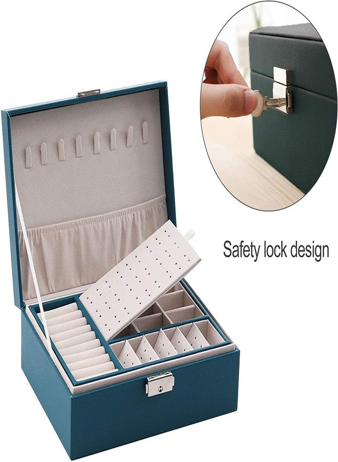 EBOFAB Protable Travel PU Double Layers Jewelry Box Display Organizer Earrings Rings Necklaces Storage Holder Women Girls Gifts - Image 3