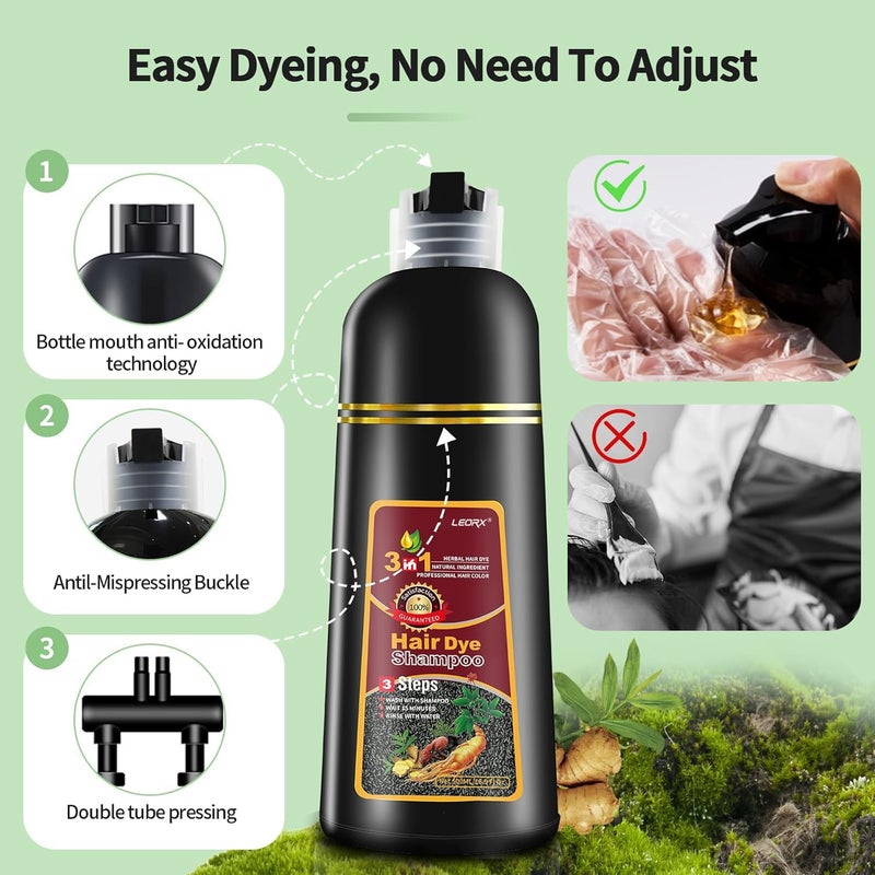 leorx Hair Dye shampoo, 3 In 1 Blonde Brown Color Shampoo Hair Dye For Refresh Hair Instant Herbal Coloring Shampoo For Women&Men - Tintes Para El Cabello Profesional - Image 4