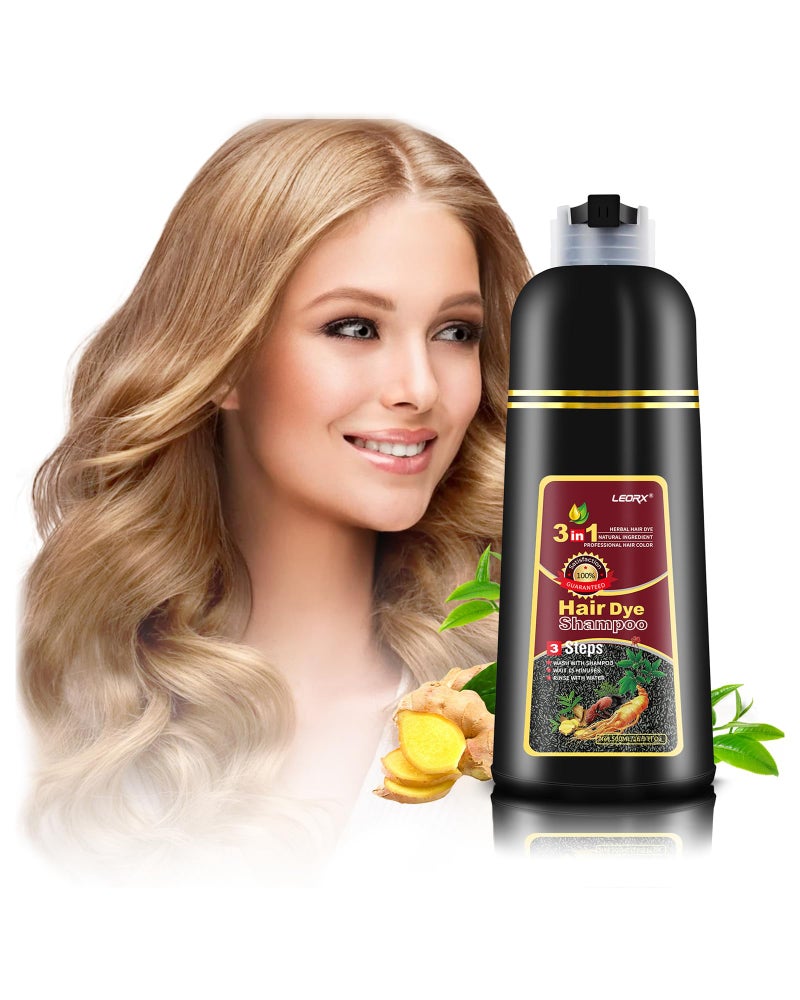 leorx Hair Dye shampoo, 3 In 1 Blonde Brown Color Shampoo Hair Dye For Refresh Hair Instant Herbal Coloring Shampoo For Women&Men - Tintes Para El Cabello Profesional - Image 1