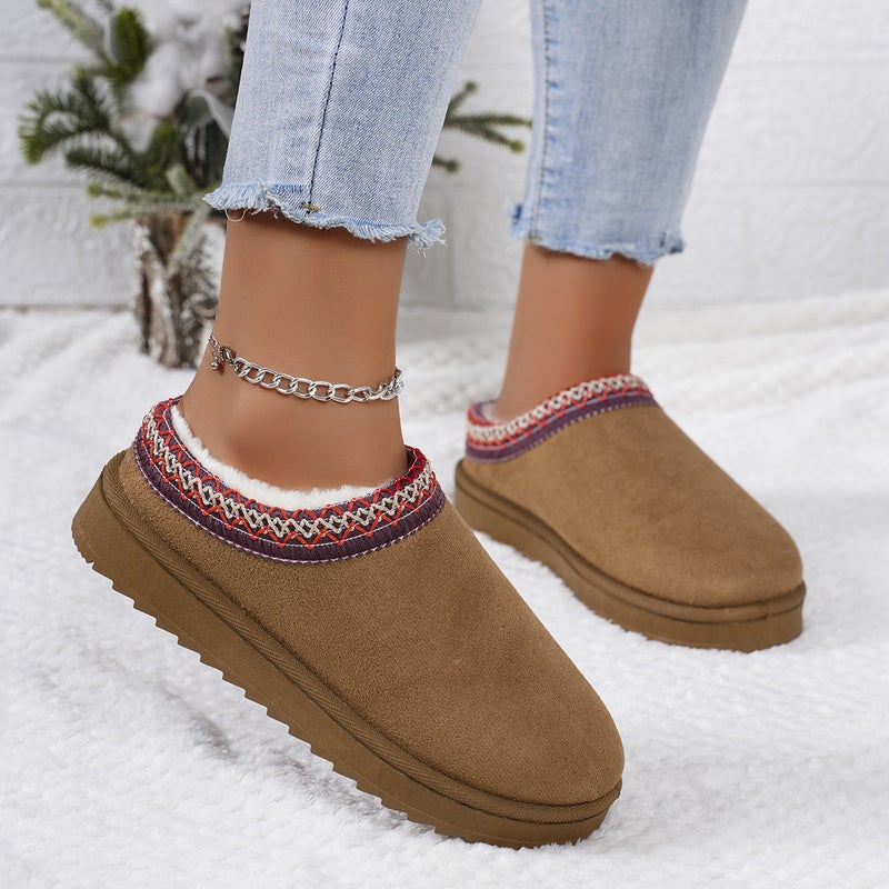 Lace Ethnic Fashion Snow Boots Plus Size Ladies Shoes Padded Cotton Shoes - Image 3