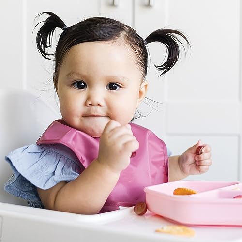 Tiny Twinkle Mess Proof Baby Bibs for Eating – Waterproof, Wipeable Toddler Bibs with Pocket – Baby Food Bibs for Girls & Boys(3 Pack,Blush, Burgundy) - Image 3