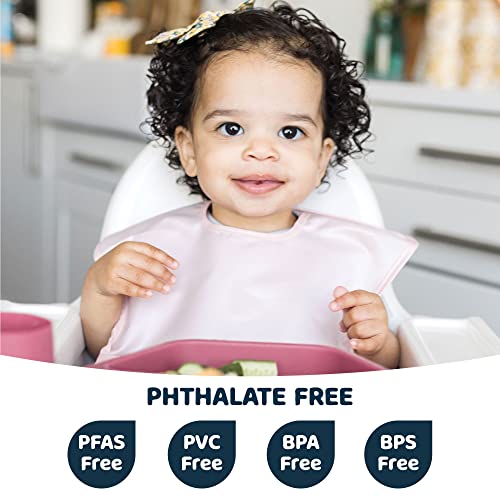 Tiny Twinkle Mess Proof Baby Bibs for Eating – Waterproof, Wipeable Toddler Bibs with Pocket – Baby Food Bibs for Girls & Boys(3 Pack,Blush, Burgundy) - Image 2