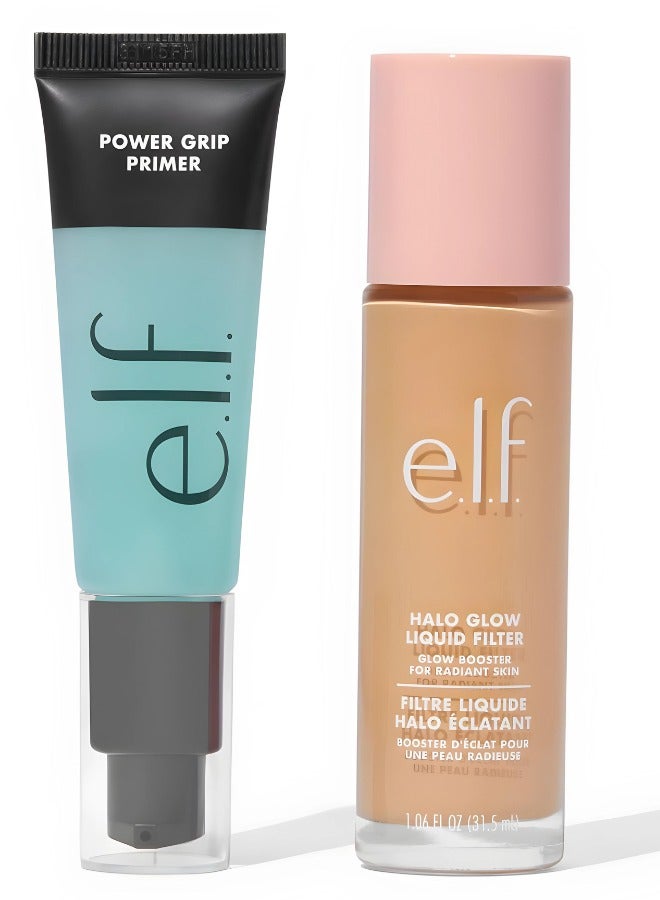 elf Power Grip Primer & Halo Glow Liquid Filter (Fair 2/Light Neutral War) for Bright and Smooth Skin and Long-lasting Makeup Fixation - Image 1