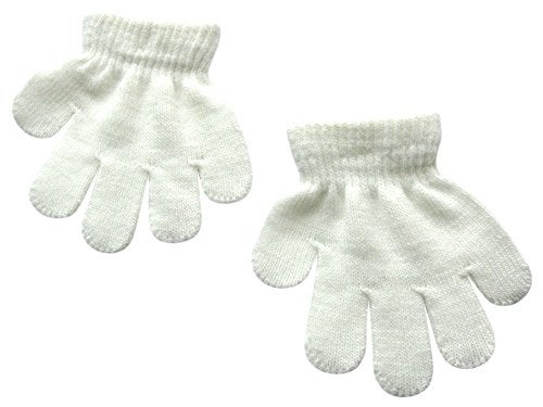 BaiX Toddler Boys and Girls Winter Knitted Writing Gloves, 1-3 Years Old, White - Image 4
