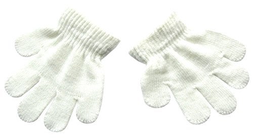 BaiX Toddler Boys and Girls Winter Knitted Writing Gloves, 1-3 Years Old, White - Image 2