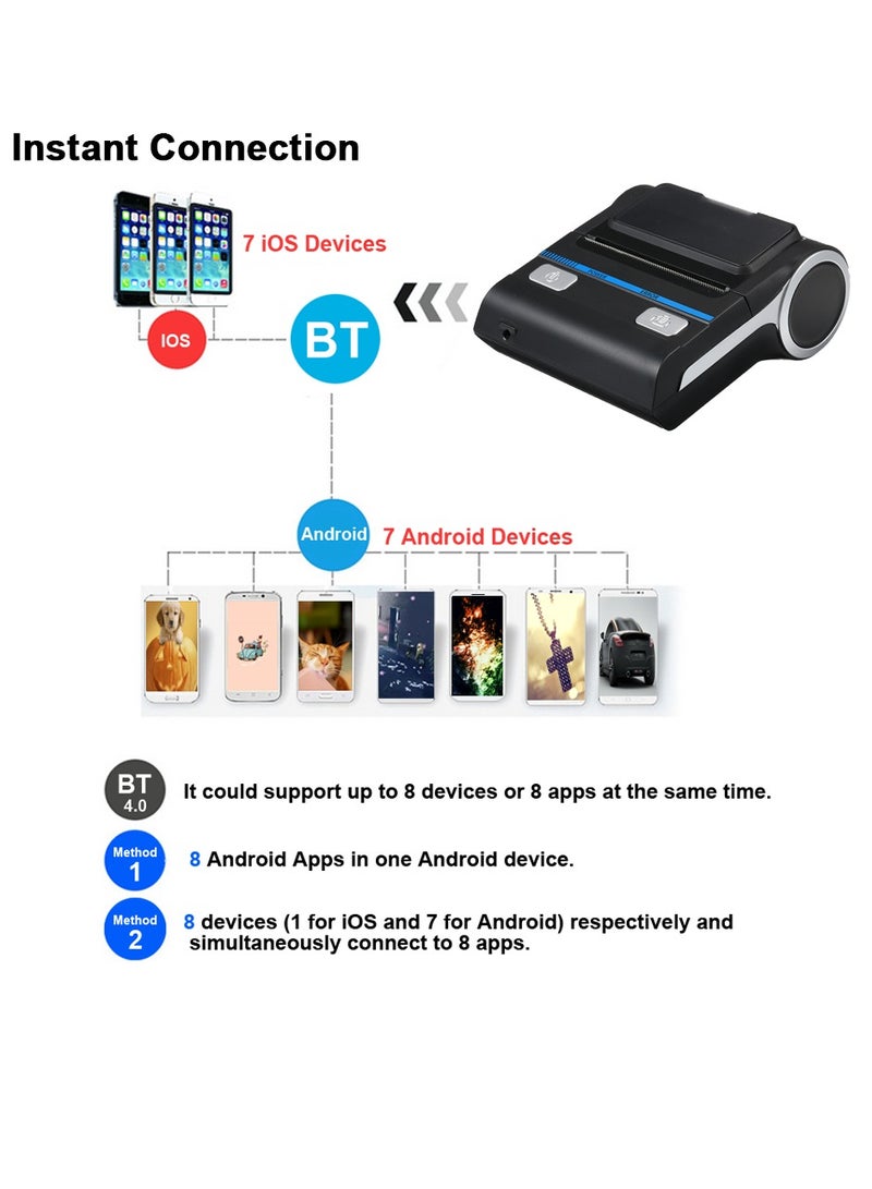 Portable Mini Wireless Thermal 80mm High BT Quality Printer Receipt Printer for Mobile - Image 2