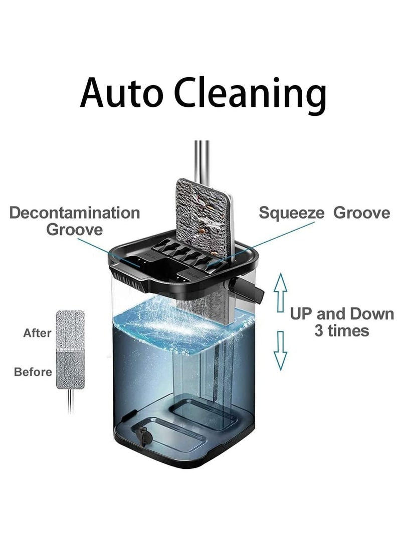 LIMOS Floor Cleaner Bucket Mop Set Squeeze Microfiber Flat 6pcs Washable and Reusable - Image 3