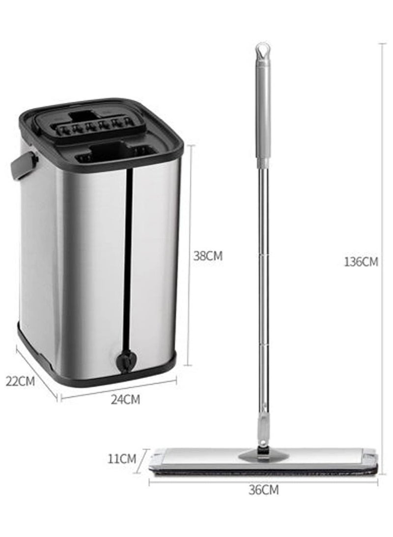 LIMOS Floor Cleaner Bucket Mop Set Squeeze Microfiber Flat 6pcs Washable and Reusable - Image 2