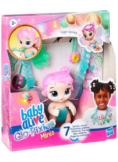 Baby Alive Glo Pixies Minis Carry ‘N Care Necklace Sugar Sprinkle 3.75Inch Pixie Doll Toy With Doll Carrier And Nurturing Charm Necklace  - Image 1