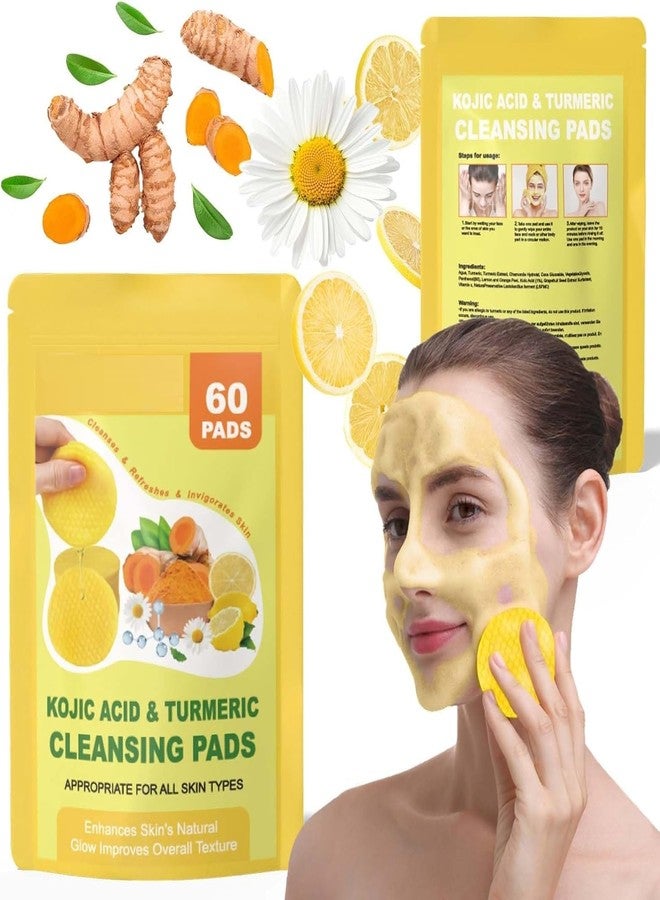 Calyrex Kojic Acid & Turmeric Cleansing Pads, 60 Count, Skin Brightening Face Pads with Textured SurfaceTurmeric Lemon Chamomile pad for Face -60PCS - Image 1