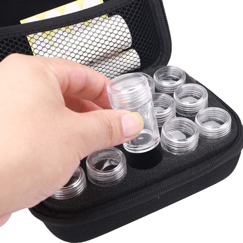 FSUHHIAD Travel Pill Organizer with 15 Divided Tiny Bottles & Writable Label, Cute Zippered Pill Box for Medicine & Vitamin Holder - Image 1
