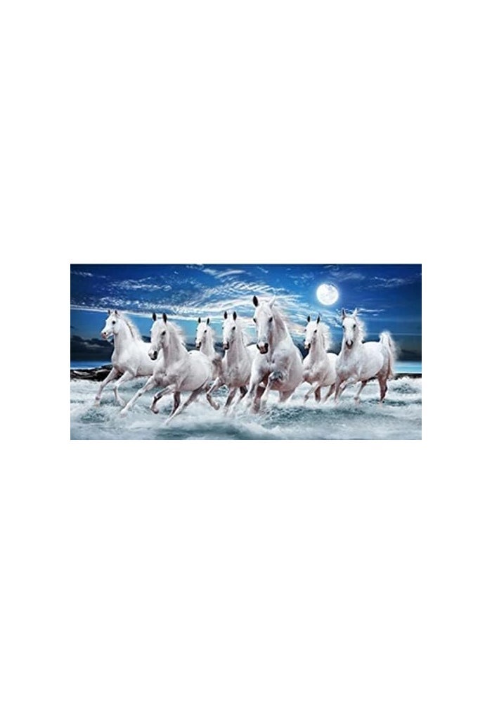 Bpa Seven Running White Horse Canvas Painting