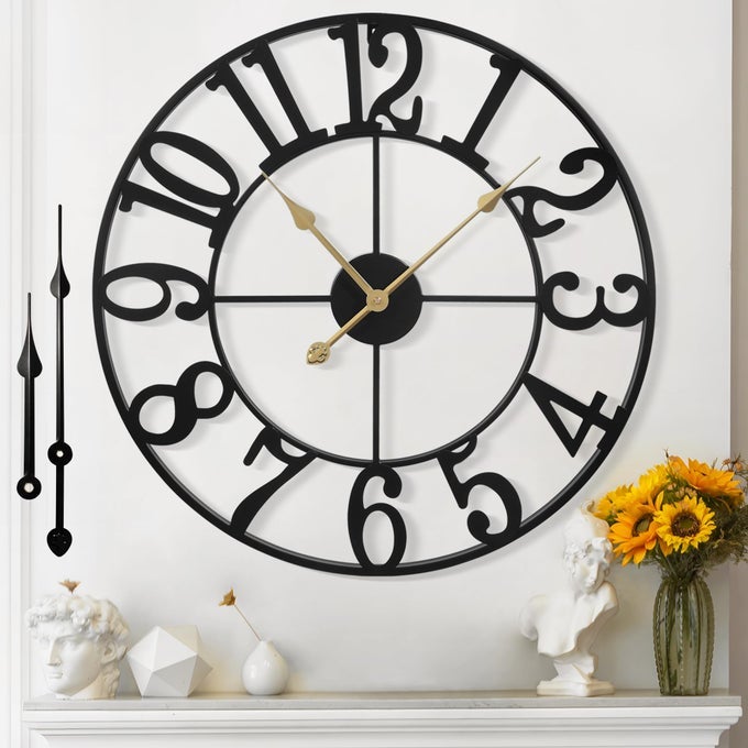 WALL CLOCK FOR LIVING ROOM 40CM SILENT NONTICKING METAL WALL CLOCKS BATTERY OPERATED VINTAGE DECORATIVE MODERN WALL CLOCK FOR BEDROOM KITCHEN OFFICE FARMHOUSE DECOR