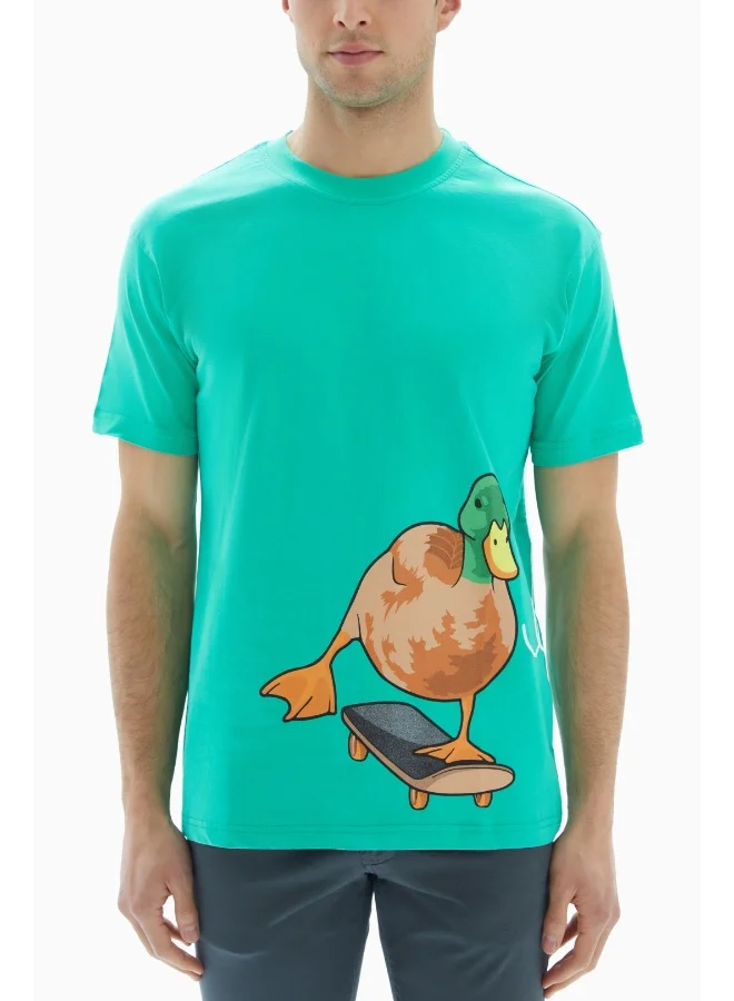 Wecre8 Teal Duck Printed T-shirt