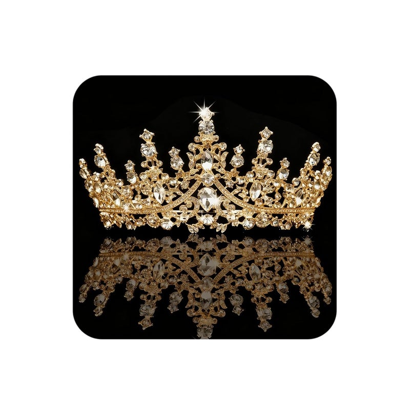 Cocide Gold Tiara and Crown for Women Crystal Queen Crowns Rhinestone Princess Tiaras for Girl Bride Wedding Hair Accessories for Bridal Birthday Party Prom Halloween Cos-play Costume Christmas - Image 1
