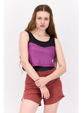 Women Sportswear Fit Brand Logo Training Bodysuit, Purple