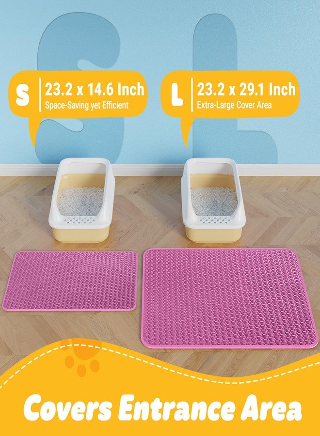 Powools Cat Litter Mat - 23.2'' x 14.6'' Small Litter Trapping Mat, Easy to Clean Litter Box Mat, Waterproof, Urine-Proof, Non-Slip Kitty Litter Mats for Floor, Pink - Image 2
