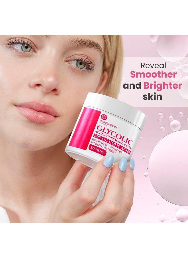 Nuva Botanicals 20% Glycolic Acid Pads Exfoliating For Face At Home 50 Count  - Image 2