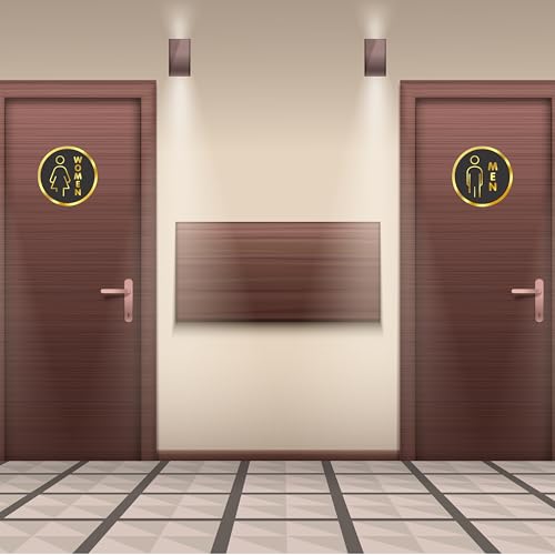True Flair Trueflair Men Women Washroom Door Stickers for Glass Door, Acrylic Golden Black Sign Signage, Self Adhesive, Office Supplies (Men Women Washroom) - Image 4