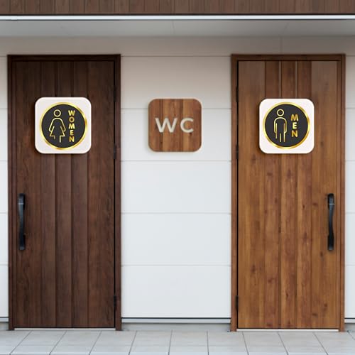 True Flair Trueflair Men Women Washroom Door Stickers for Glass Door, Acrylic Golden Black Sign Signage, Self Adhesive, Office Supplies (Men Women Washroom) - Image 2