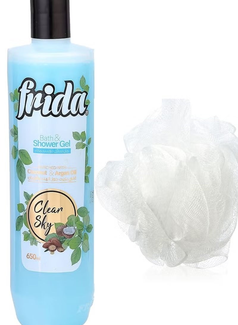 فريدا جل الاستحمام كلير سكاي 650مل + لوفه متعدده الالوان