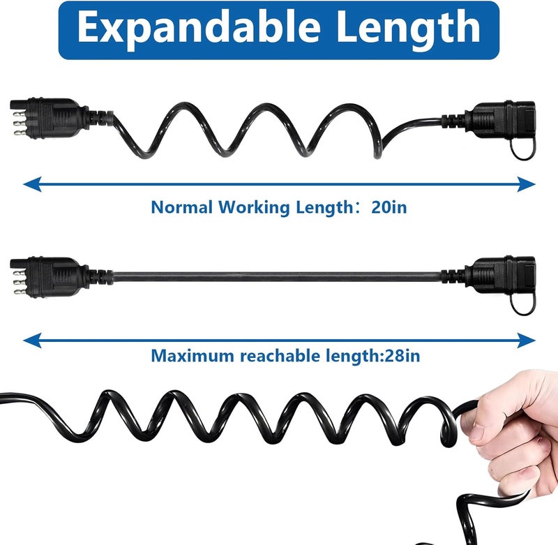 BFXM 4 Pin Trailer Connector Extension, Flat Trailer Plug Trailer Wire Extension Harness, 18 Guage Male and Female Wiring Harness Adapter, Retractable Extension Cable with Dust Cover 28" 2.3feet - Image 2