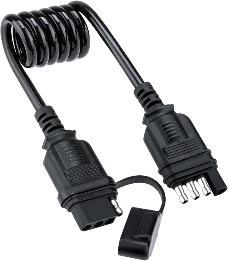 BFXM 4 Pin Trailer Connector Extension, Flat Trailer Plug Trailer Wire Extension Harness, 18 Guage Male and Female Wiring Harness Adapter, Retractable Extension Cable with Dust Cover 28" 2.3feet - Image 1