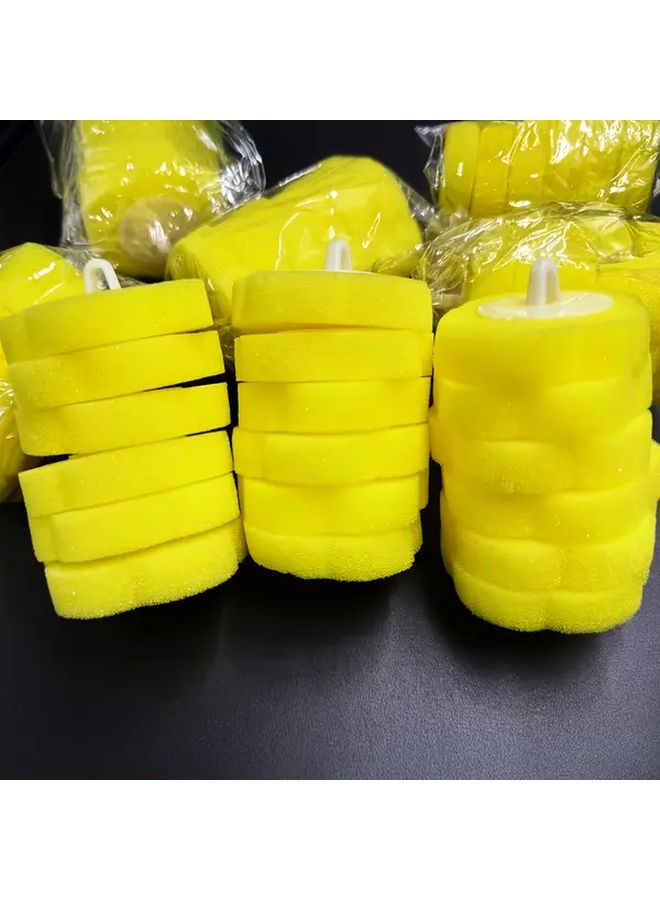 Yellow Heavy Duty Toilet Brush Heads Replacement Refill 12 Pack Textured Surface Long Lasting Bristles - Image 2
