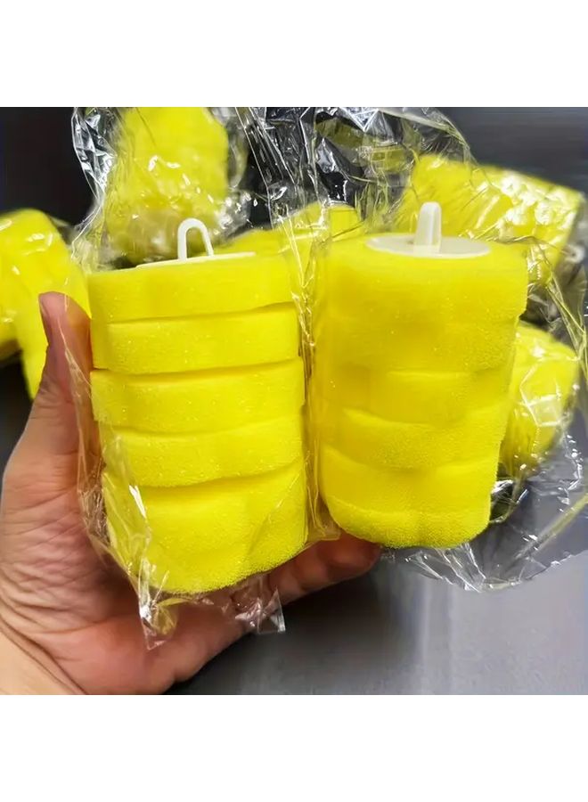Yellow Heavy Duty Toilet Brush Heads Replacement Refill 12 Pack Textured Surface Long Lasting Bristles - Image 4